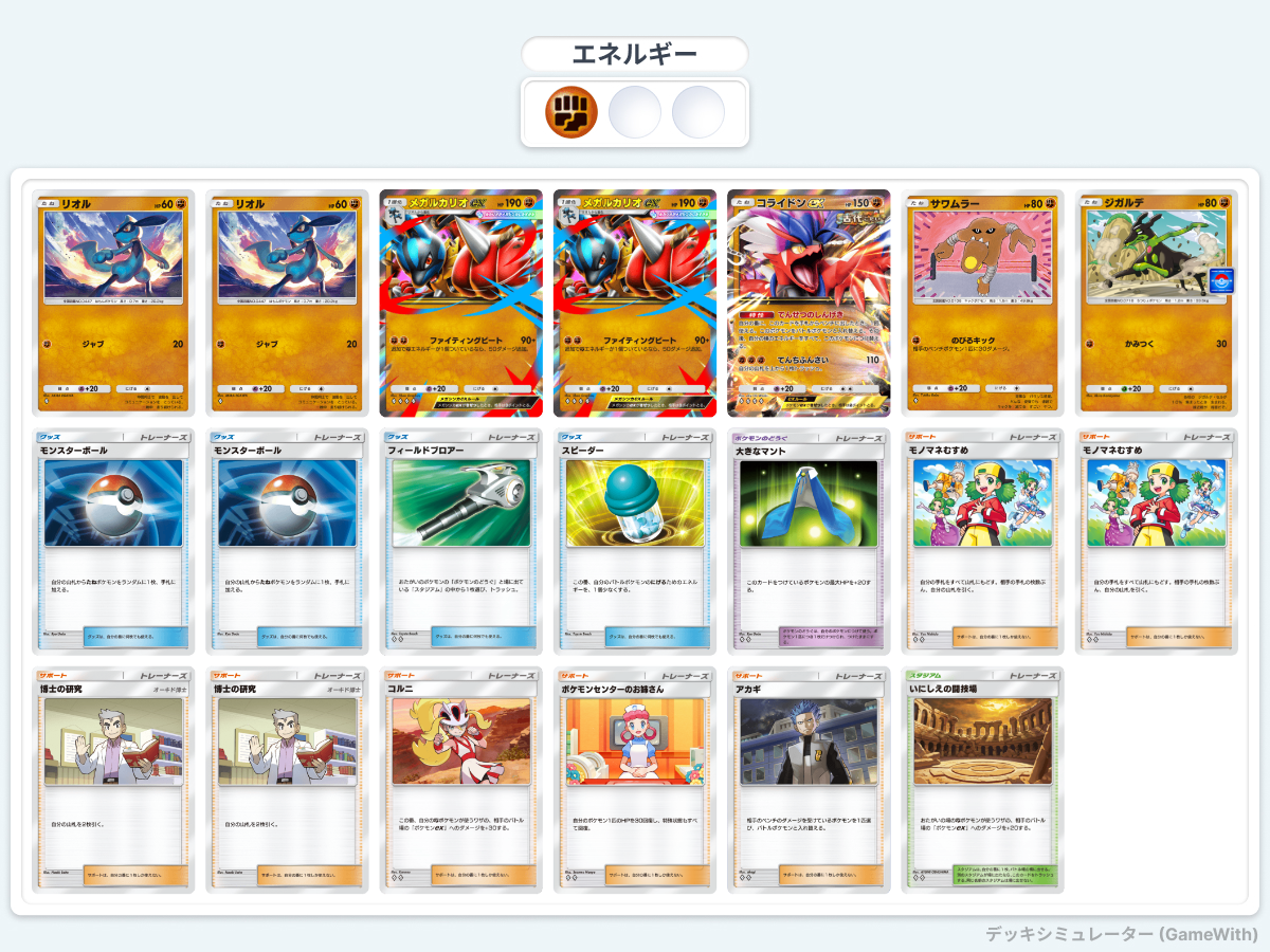 コライドン・メガルカリオデッキのデッキレシピ